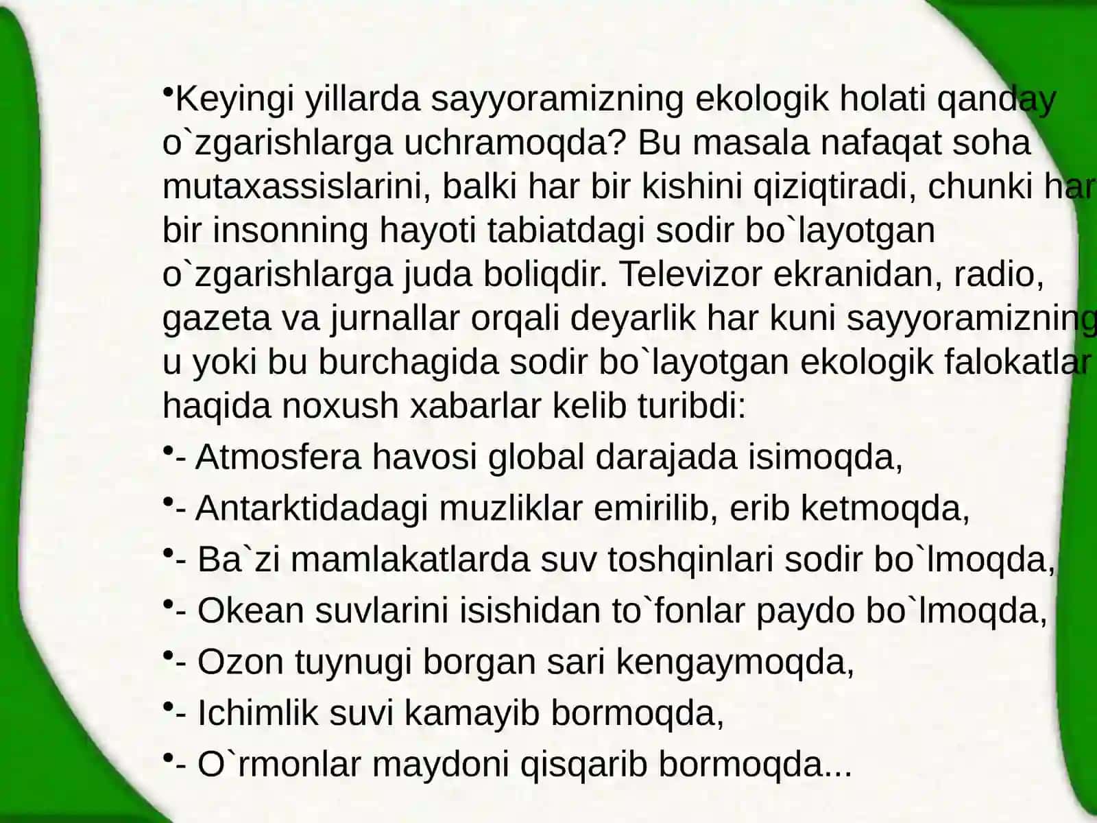 Mintaqaviy ekologik muammolar va ularning yechish yo'llari 4