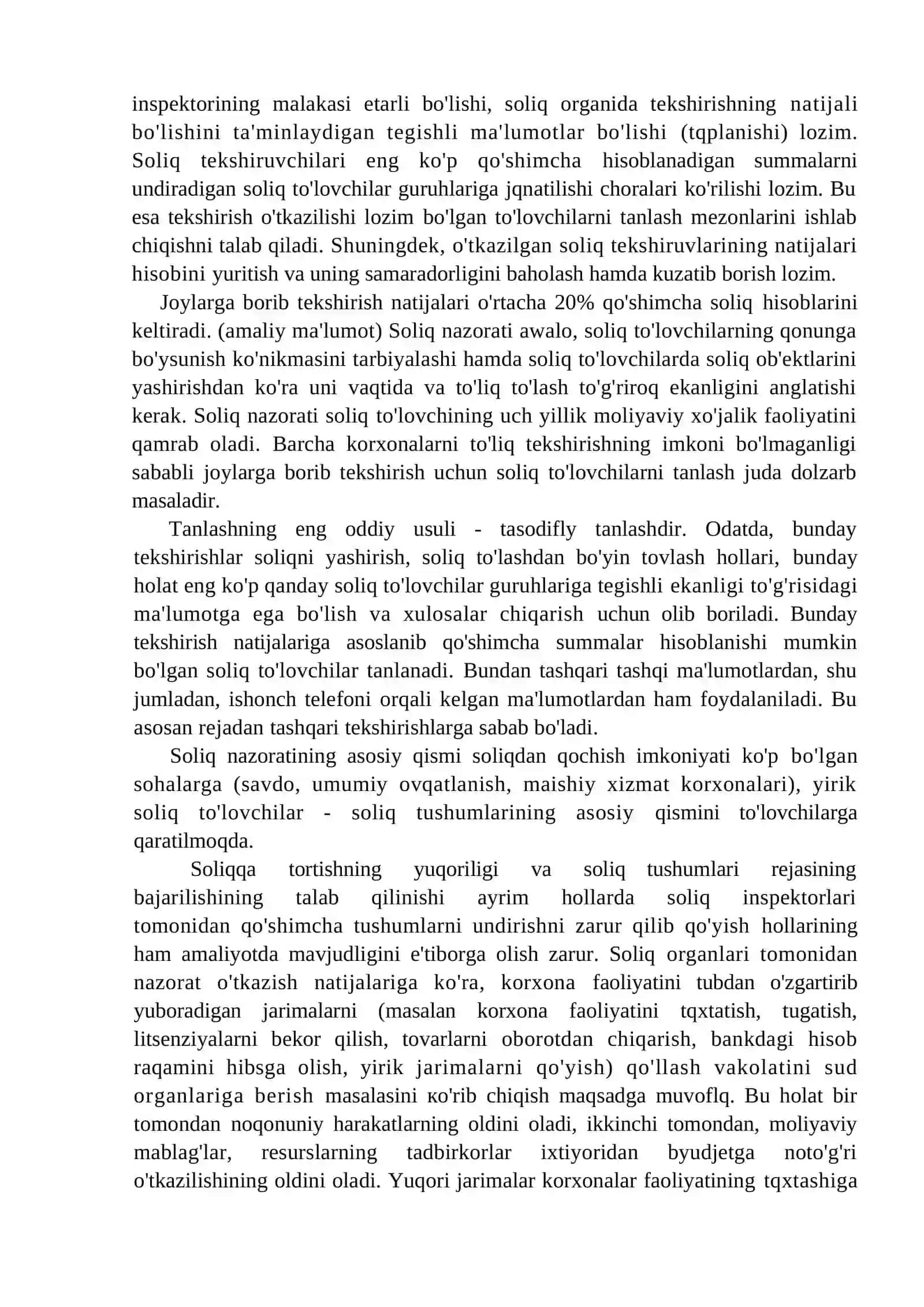 Soliq nazoratini erkinlashtirish va takomillashtirish masalalari 4