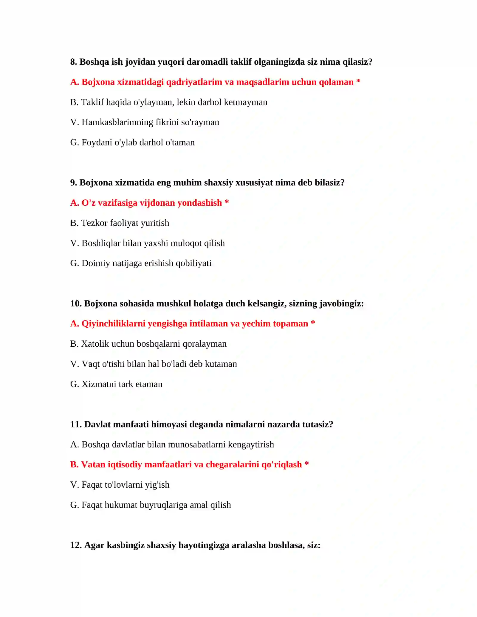 Bojxona savol javoblari 300 ta 4