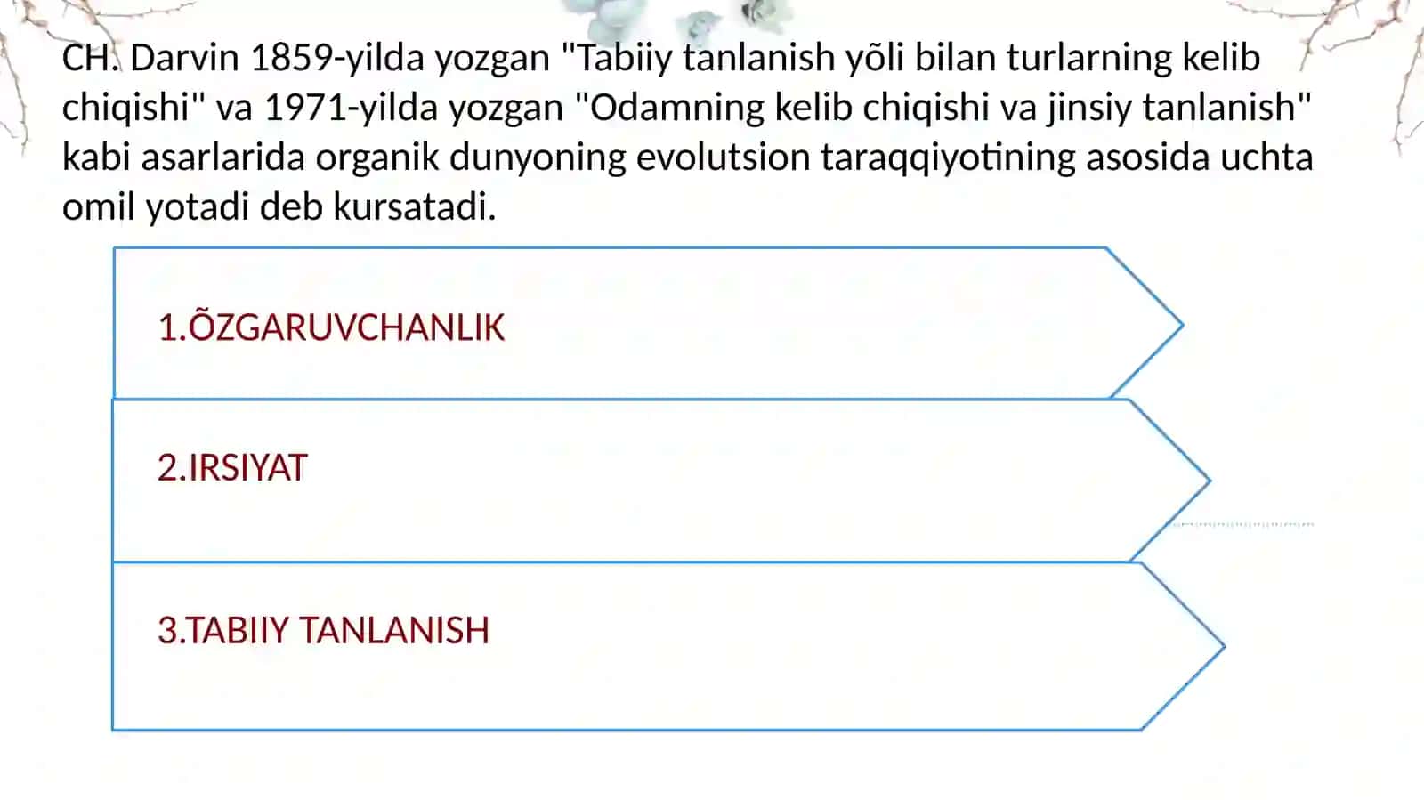 TABIIY VA JINSIY  TANLANISH NAZARIYALARI 4