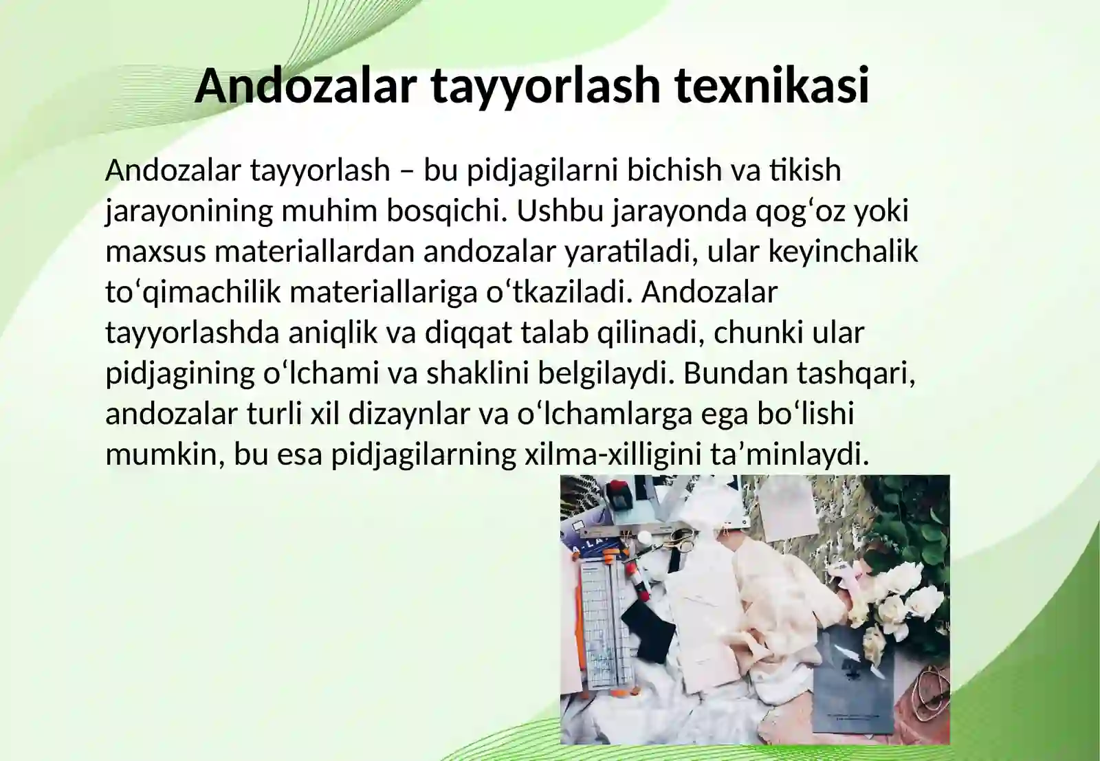 Ayollar pidjagini bichish-tikish va andozalar tayyorlash 4