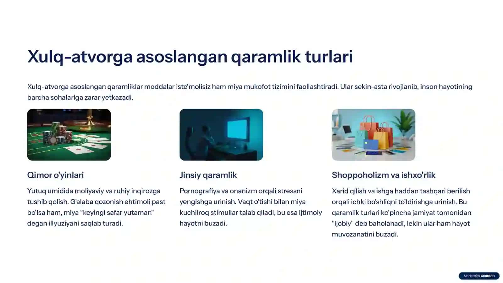 Nokimyoviy Qaramlik turlari 4