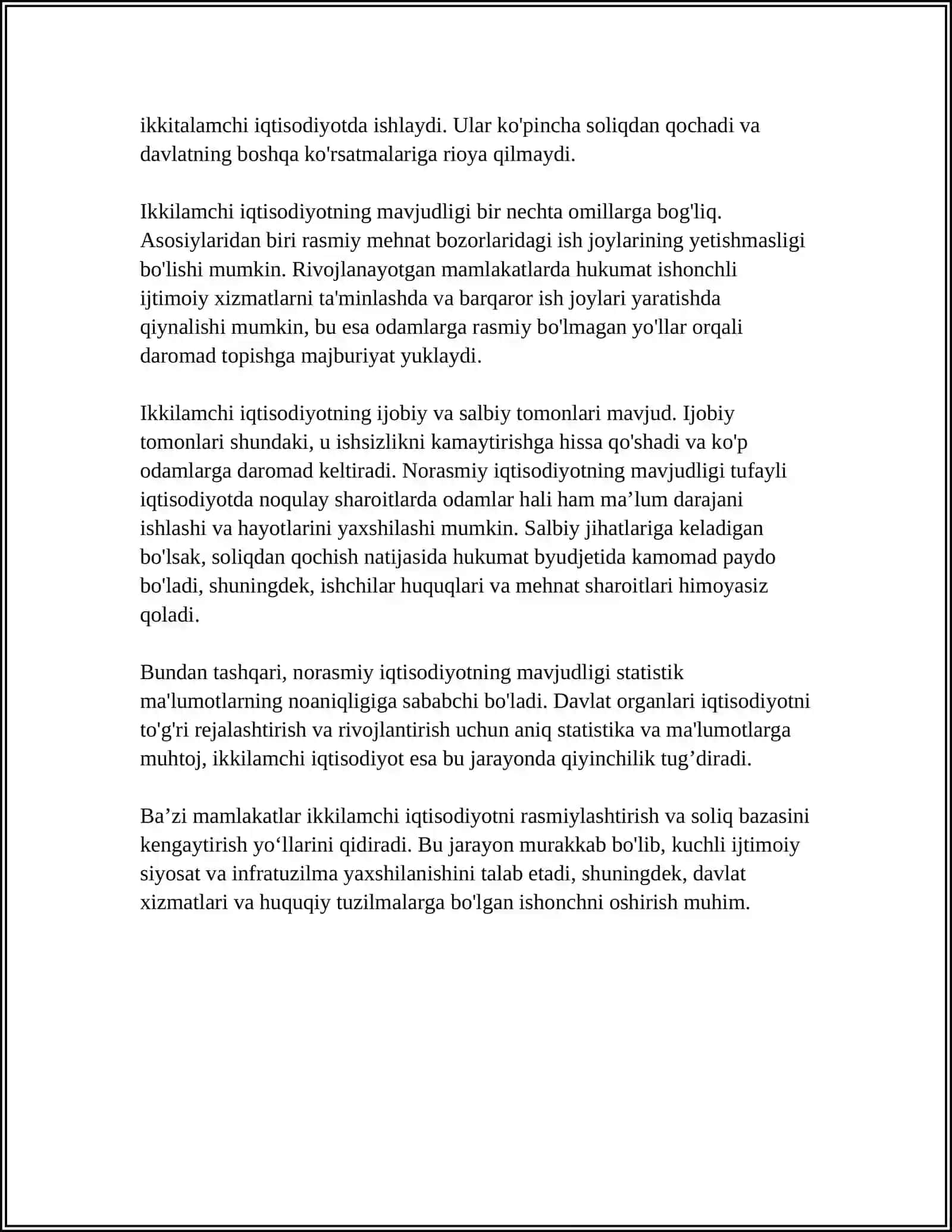 MUSTAQIL ISH Mavzu: IKKINCHI "OQ YOQALI" XUFYONA IQTISODIYOTNING MOHIYATI VA XUSUSIYATLARI 4