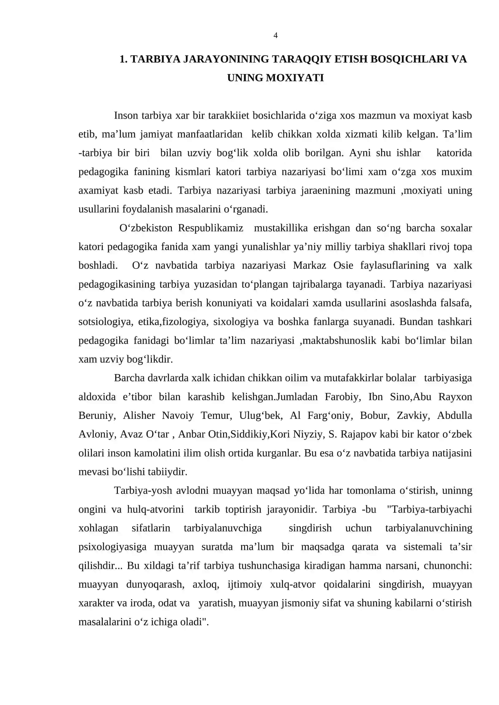 Tarbiya jarayonining TARAQQIY ETISH BOSQICHLARI VA UNING MOXIYATI 4