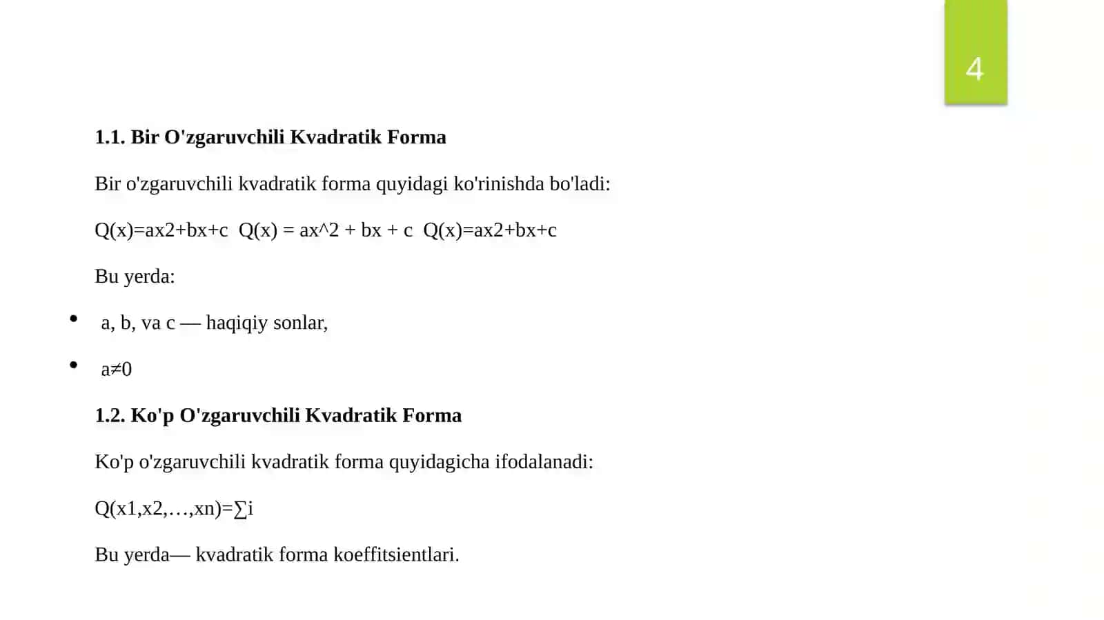 Kvadratik Formalar 4