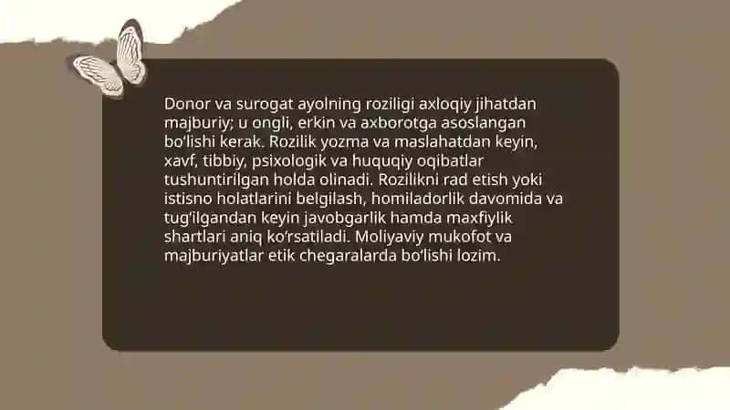 Sun'iy urugʻlantirish surogat onalik axloqiy jihatlari 4