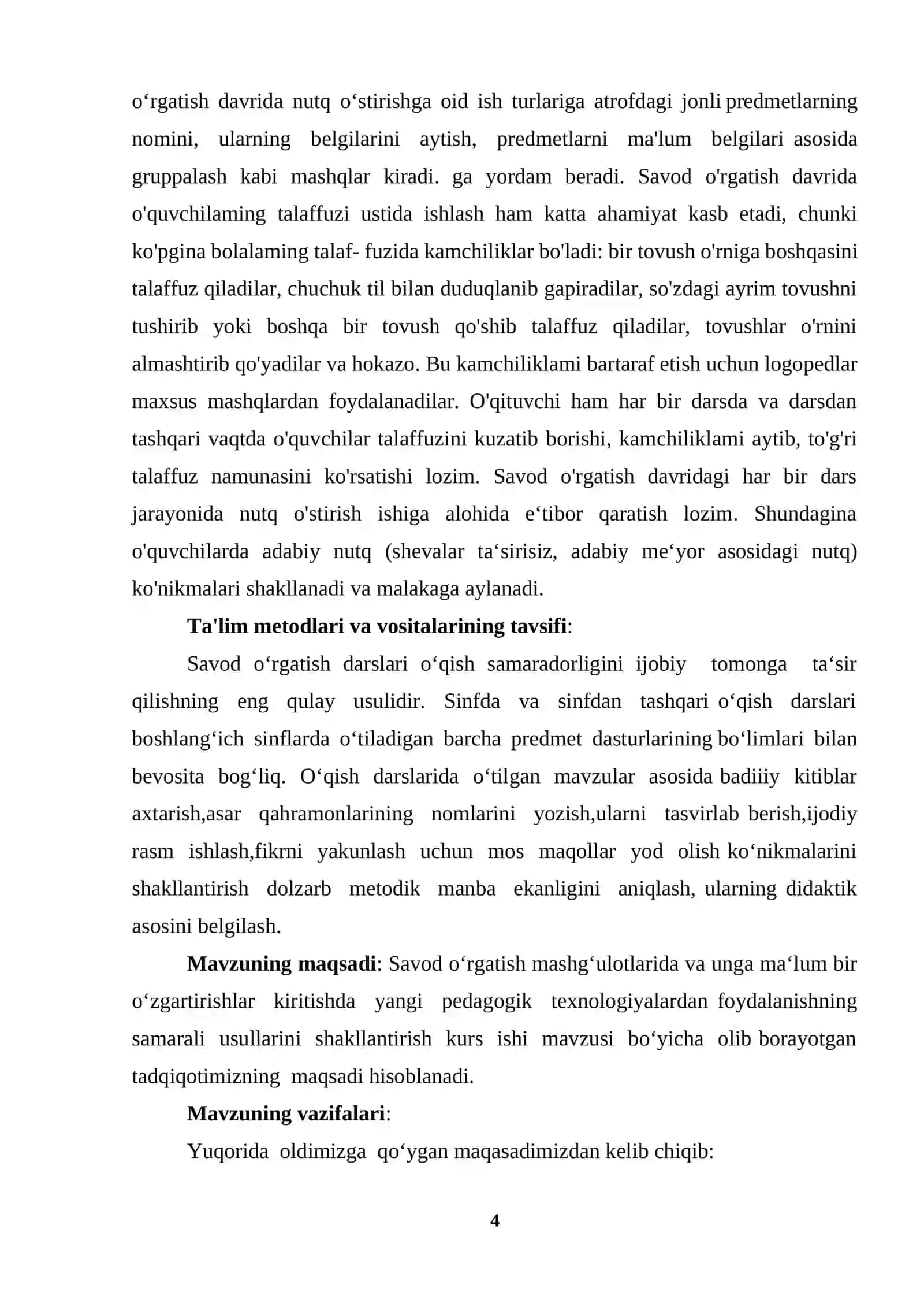 Savod o‘rgatish davridagi dars tiplari, ularning maqsadi, mazmuni va ko‘rilishi 4