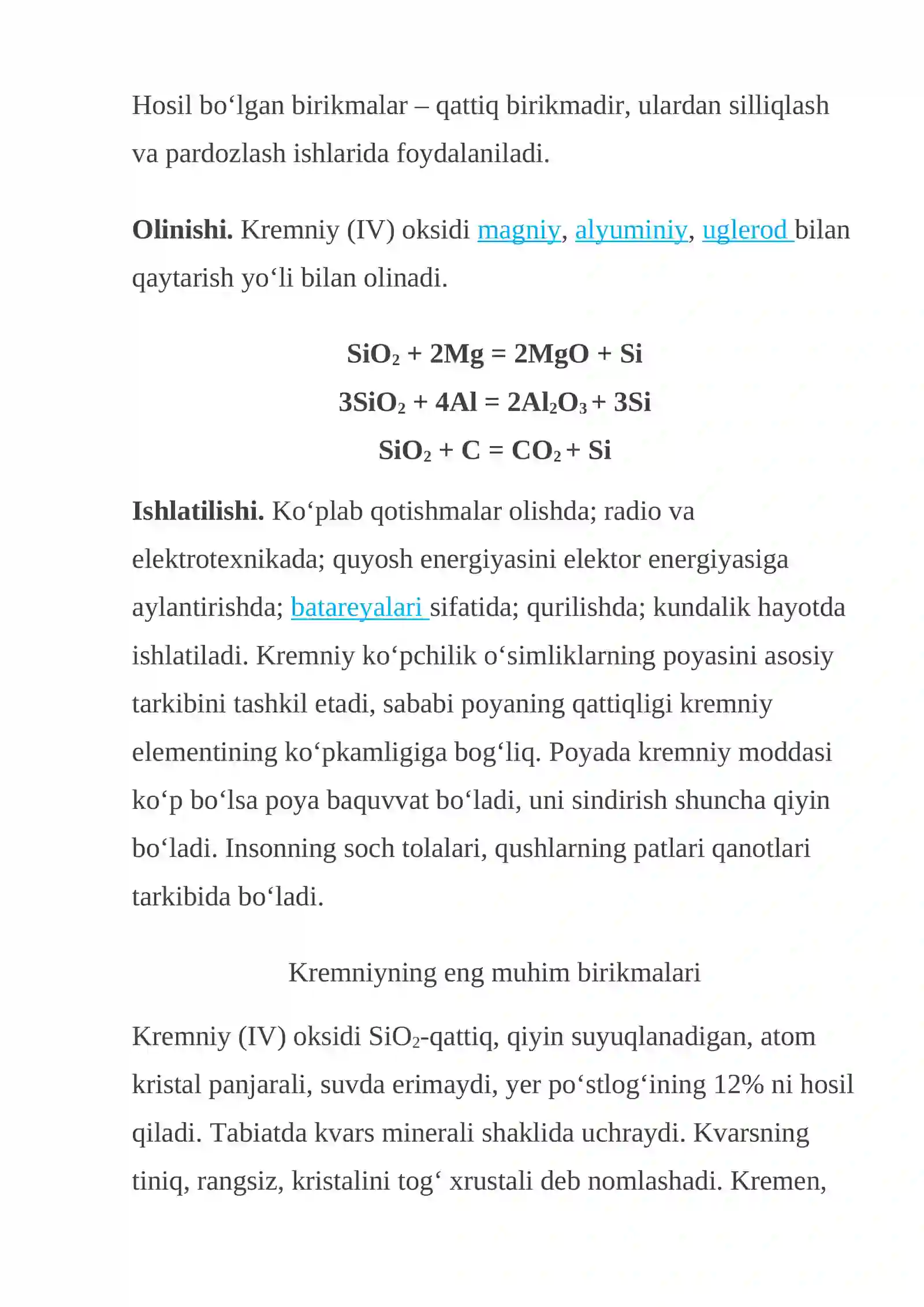 Kremniy elementi 4