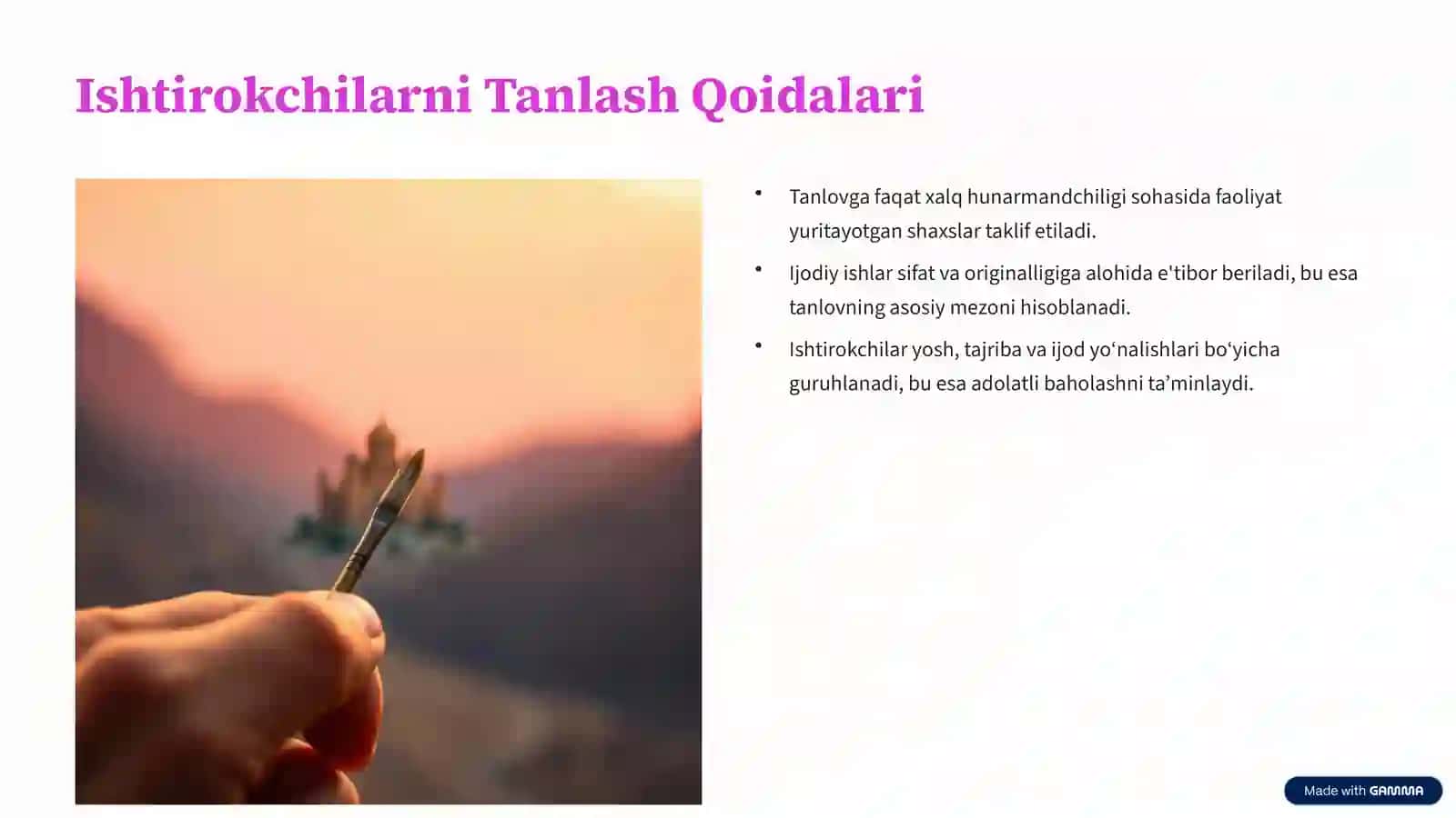 Xalq Hunarmandchiligi Ko‘rgazma va Tanlovlarini Tashkil Qilish Qoidalari 4