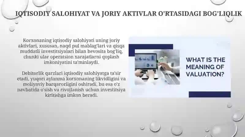 Joriy aktivlar va iqtisodiy salohiyat o'rtasidagi bog'liqlik 4