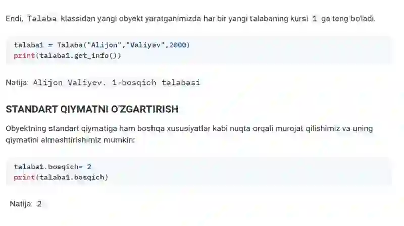 Python. OBYEKTLAR BILAN ISHLASH 4