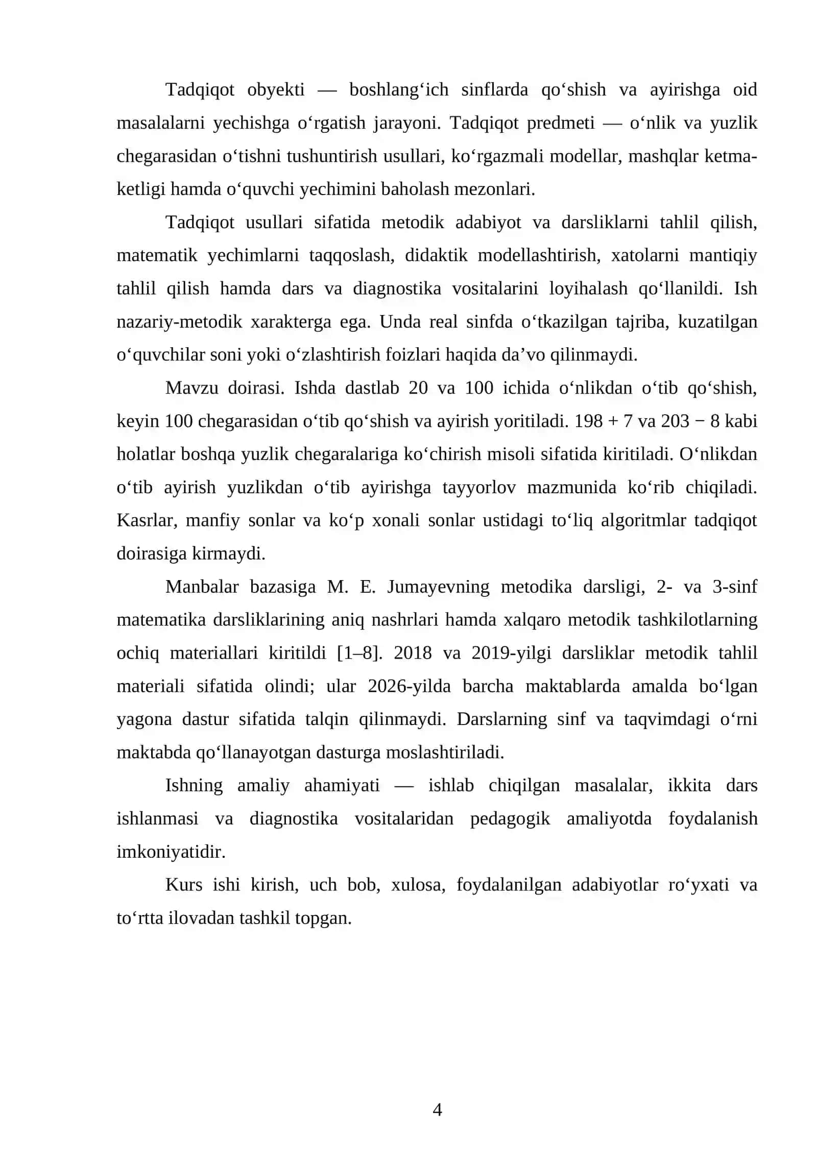 O‘NLIKDAN O‘TIB QO‘SHISH VA YUZLIKDAN O‘TIB QO‘SHISH VA AYIRISHGA OID MASALALAR YECHISH METODIKASI 4