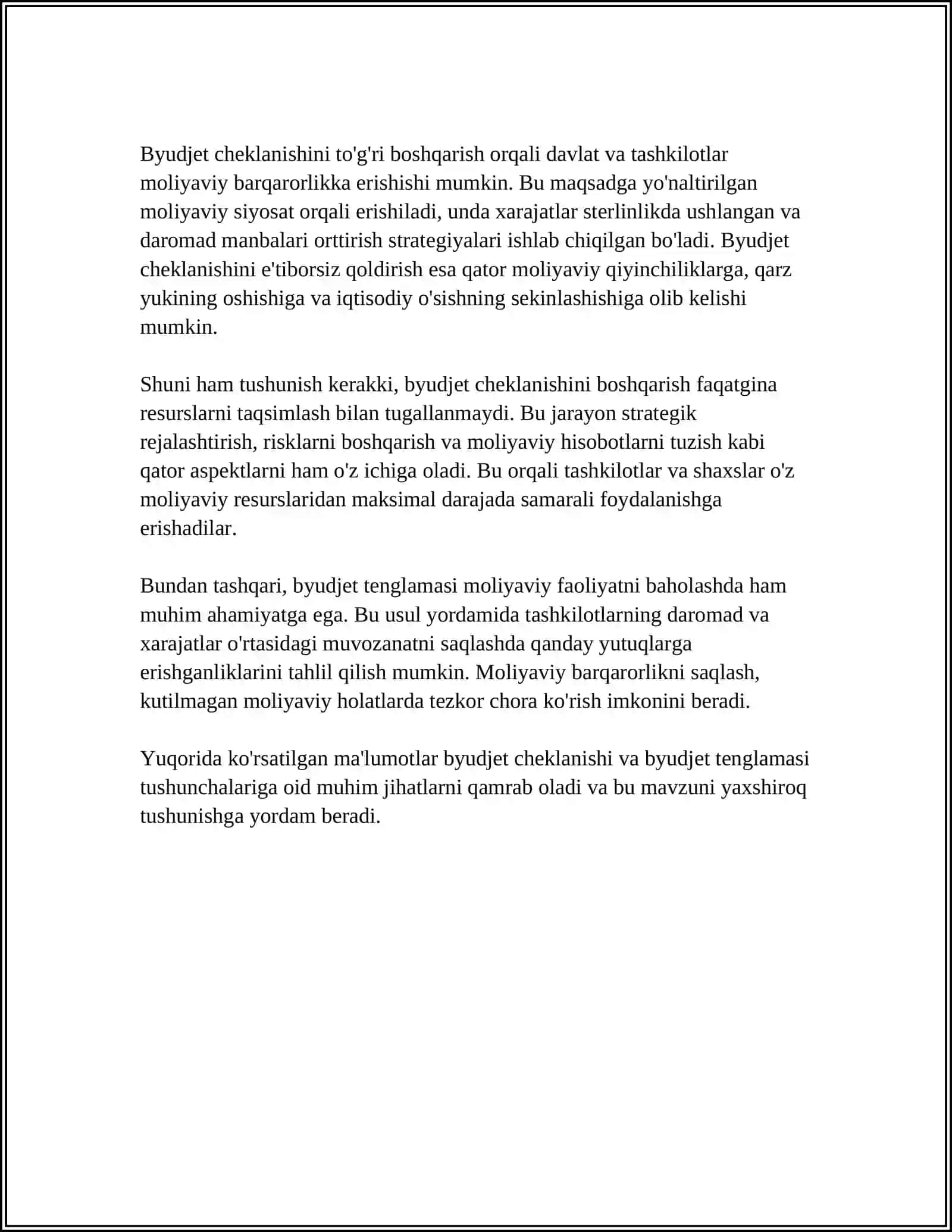 BYUDJET CHEKLANGANLIGI VA BYUDJET TENGLAMASI 4