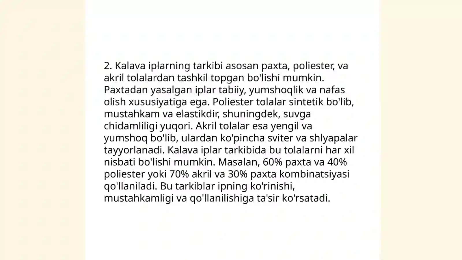 Kalava iplarning xossalari 4
