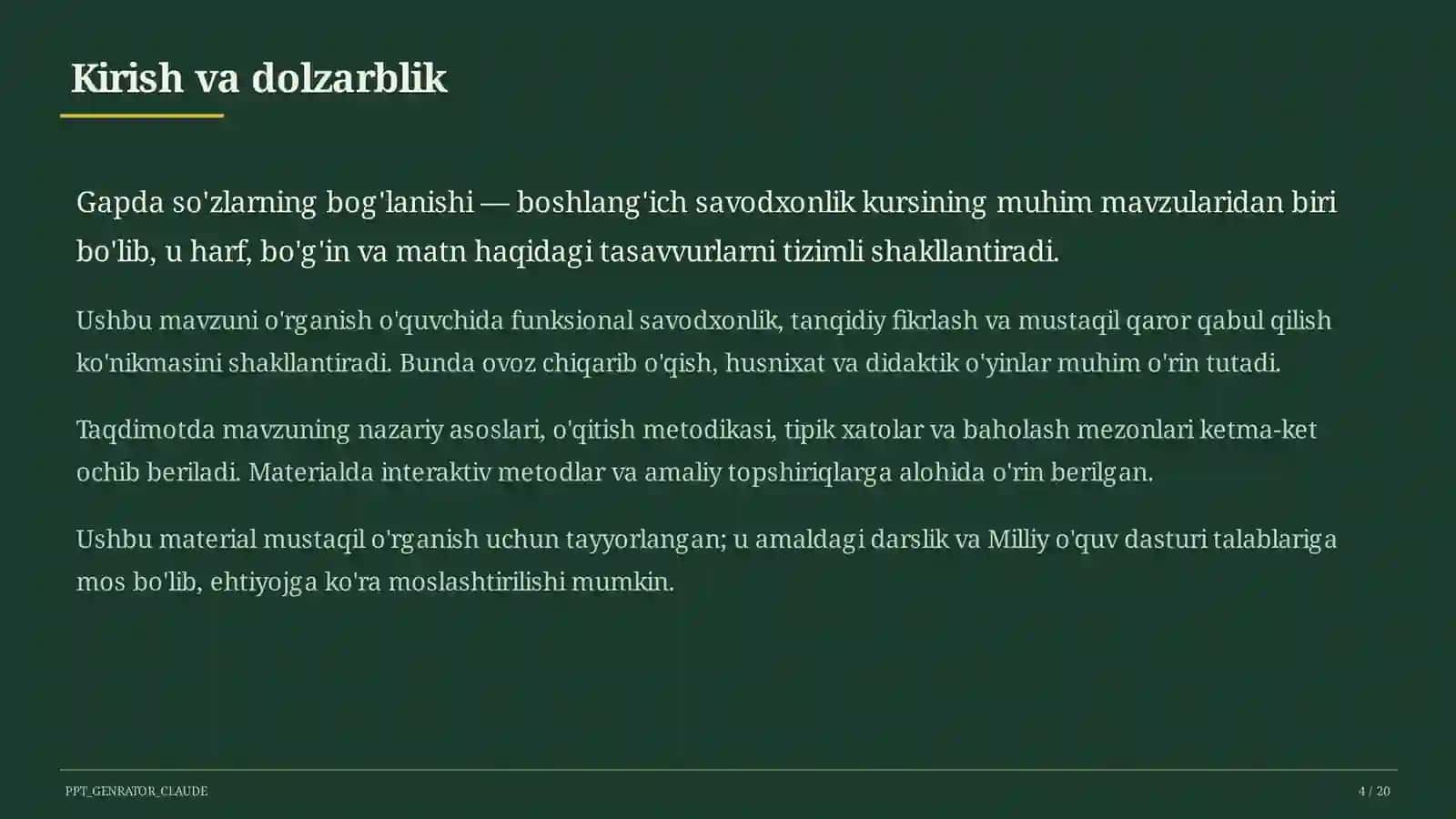 Gapda so'zlarning bog'lanishi (2-sinf) 2