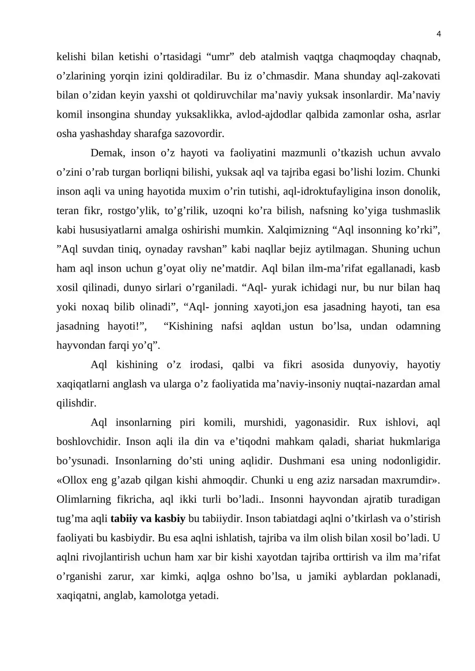 "Boshlang’ich sinf o’quvchilarida aqliy tarbiyani shakllantirish yo’llari (o’qish darslari misolida)" BITIRUV MALAKAVIY ISHI 4
