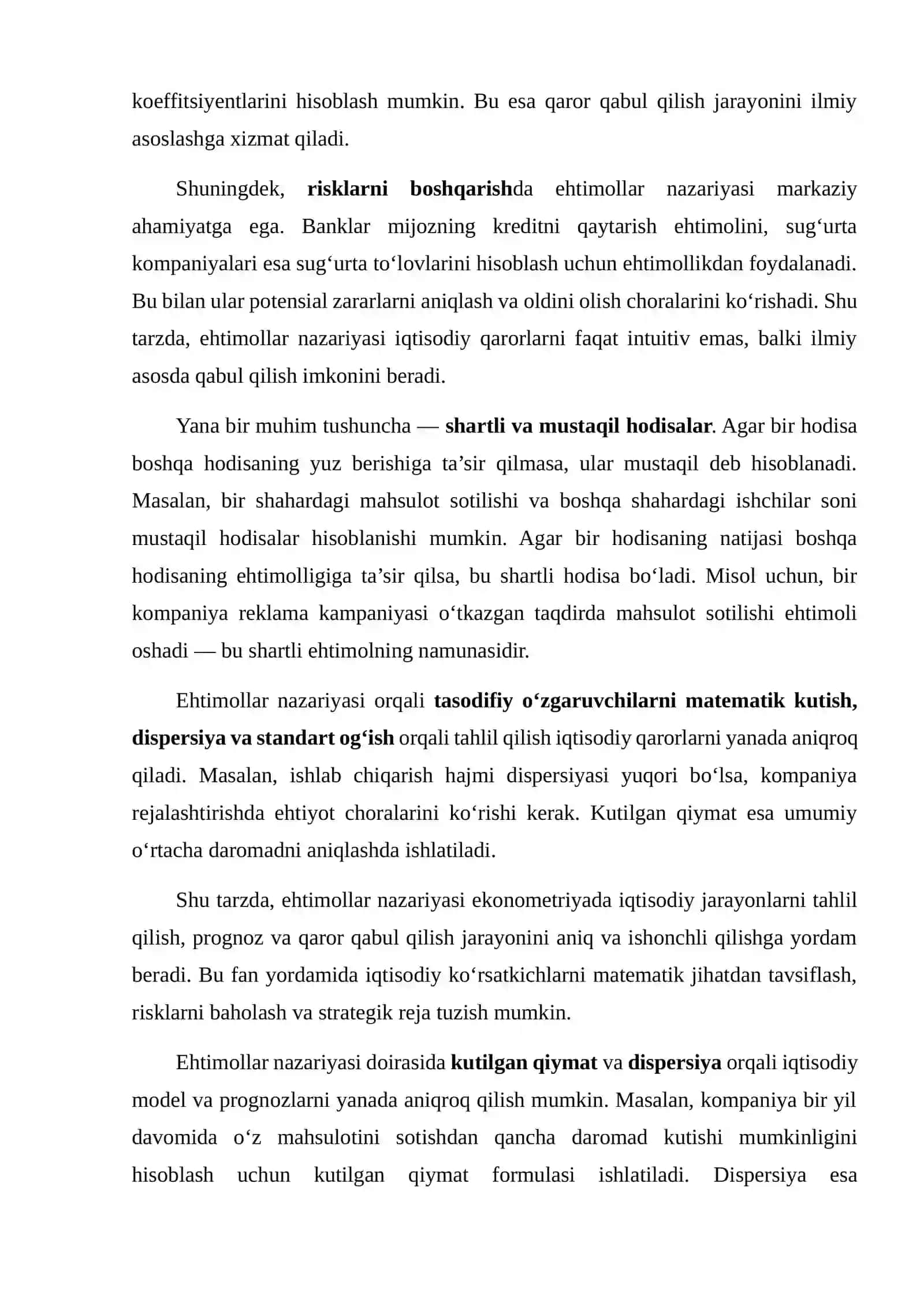 EKONOMETRIYADA EHTIMOLLAR NAZARIYASINING ASOSIY TUSHUNCHALARI 4