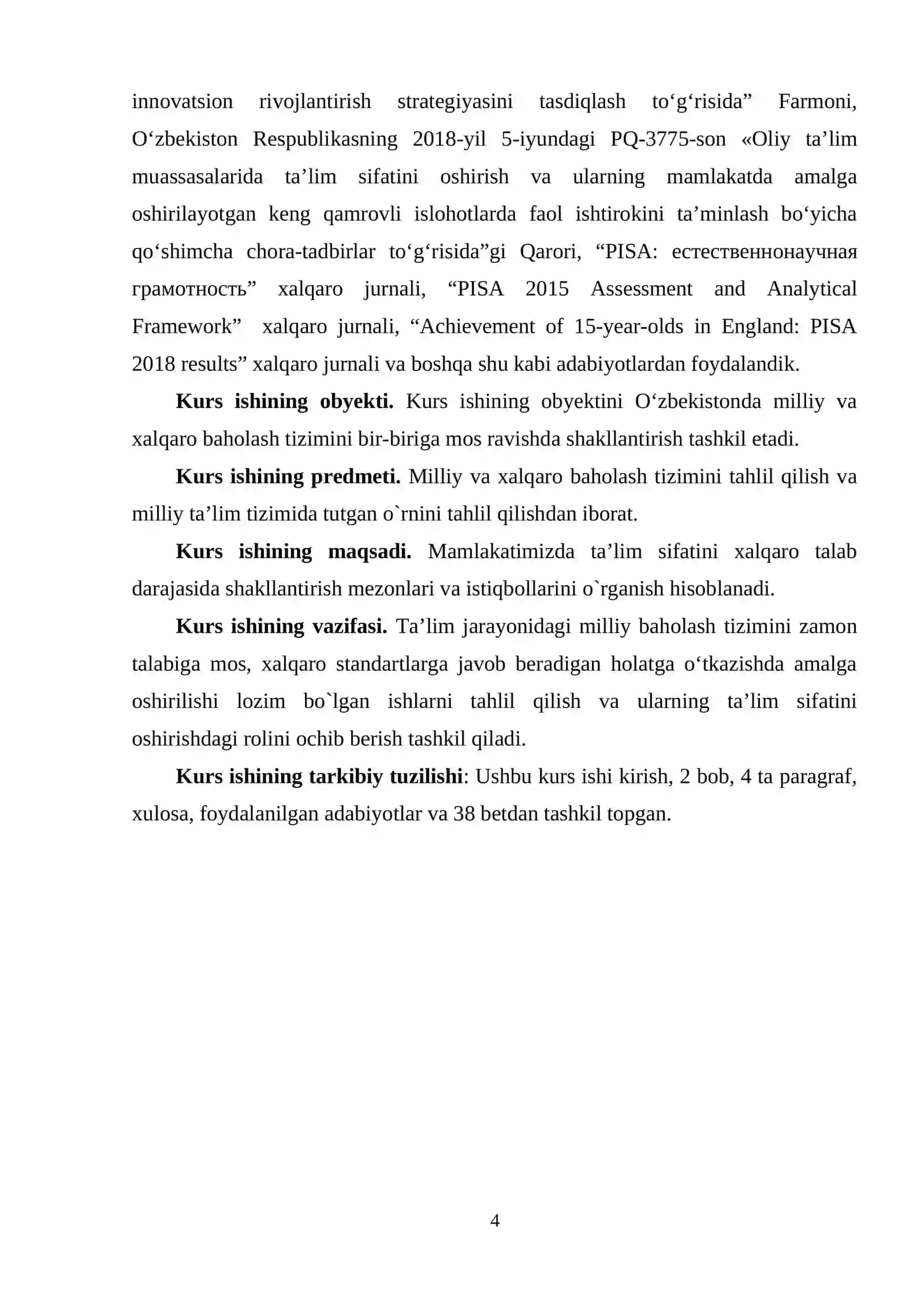Mavzu: Ta’lim sifatini baholashning xalqaro tizimi 4