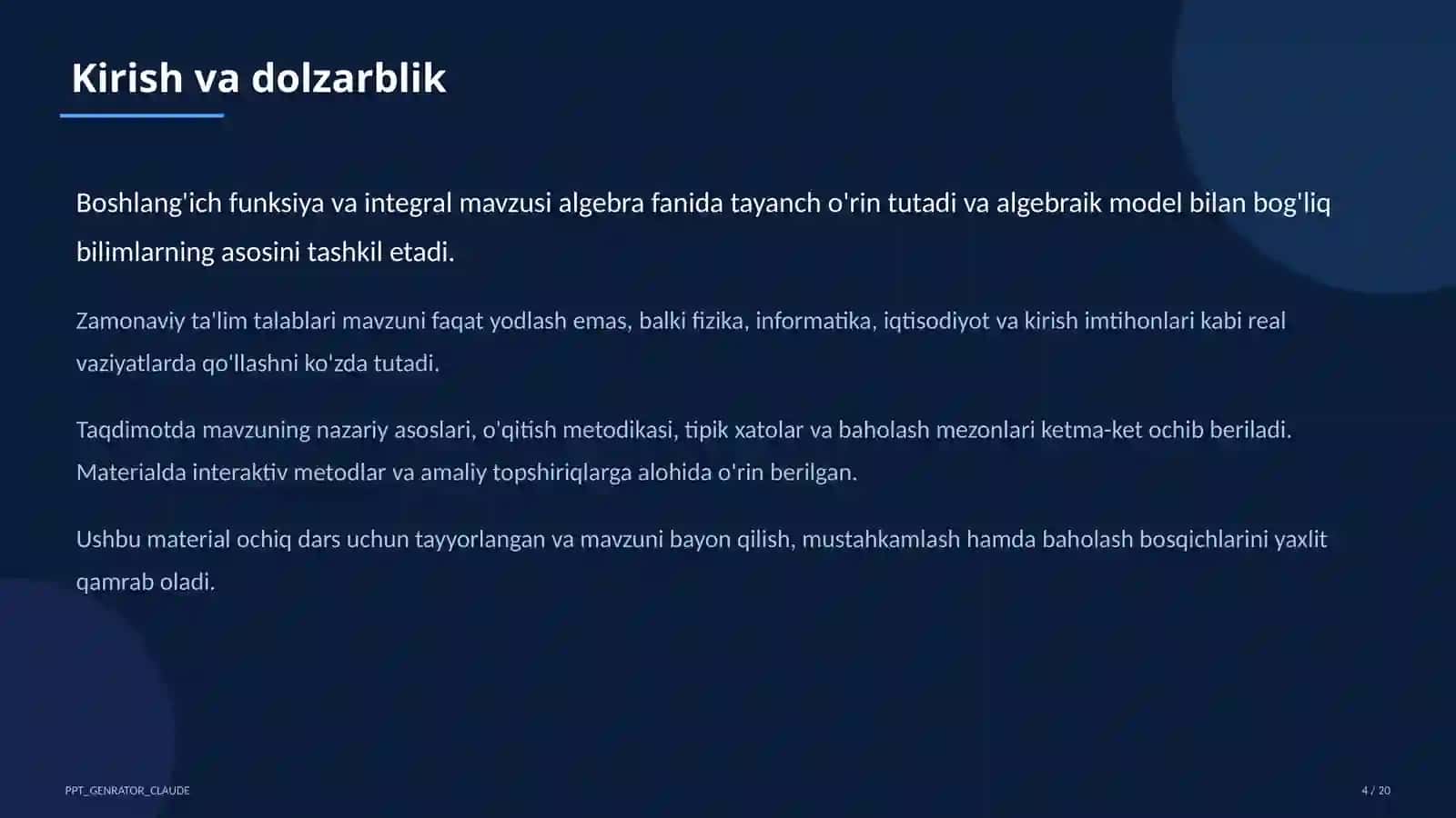 Boshlang'ich funksiya va integral (11-sinf) 1