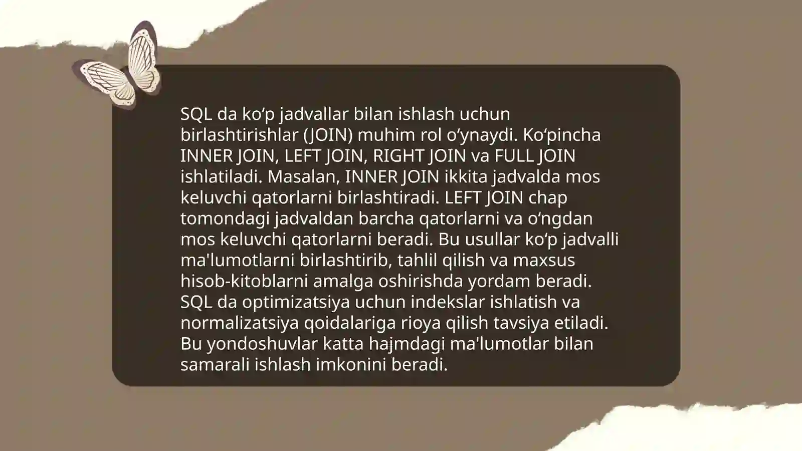 Sql tilida murakkab soʻrovlar yaratish 4