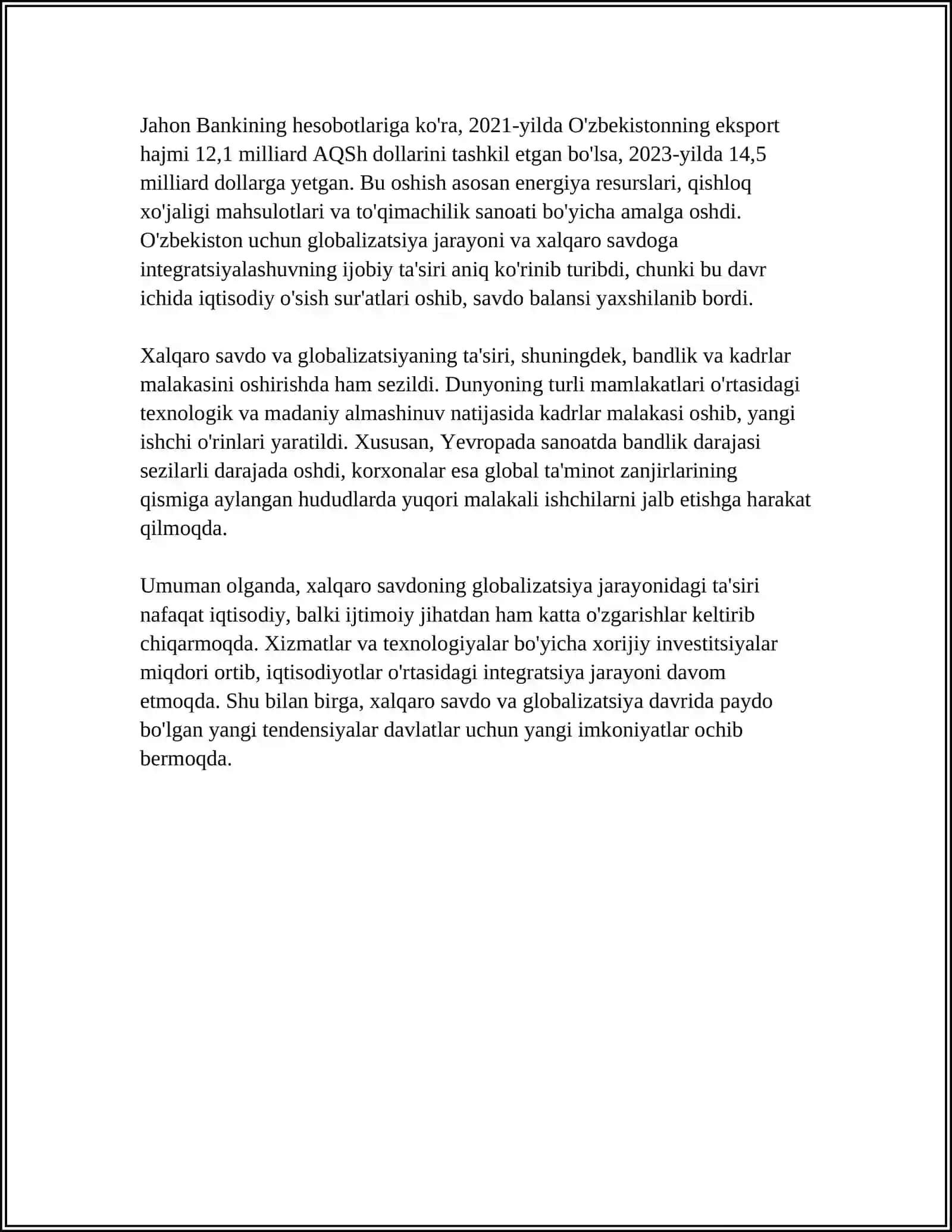 XALQARO SAVDONING RIVOJLANISH TENDESIYALARI 4
