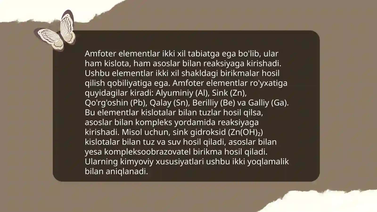 Amfoter hossaga ega elementlarning afzaliklari va kamchiliklari 4