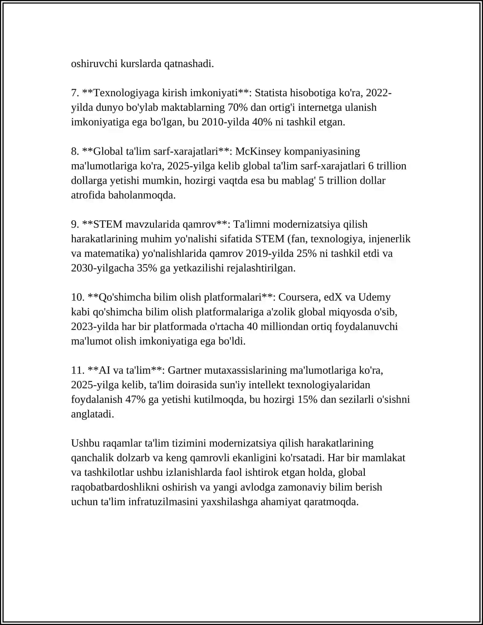 OLIY TA'LIMDA ISLOHOTLAR (KONCHILIK SOHASIDA ÒZGARISHLAR MISOLIDA 2024-2025-o'quv yili 4