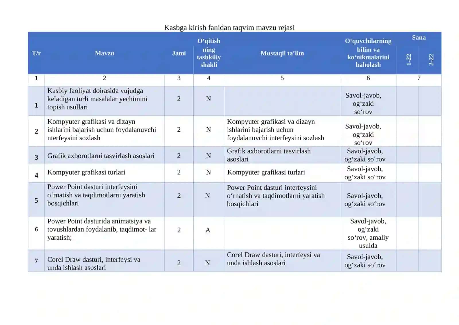 KASBGA KIRISH fanidan O‘QITISH MATERIALLARI 4