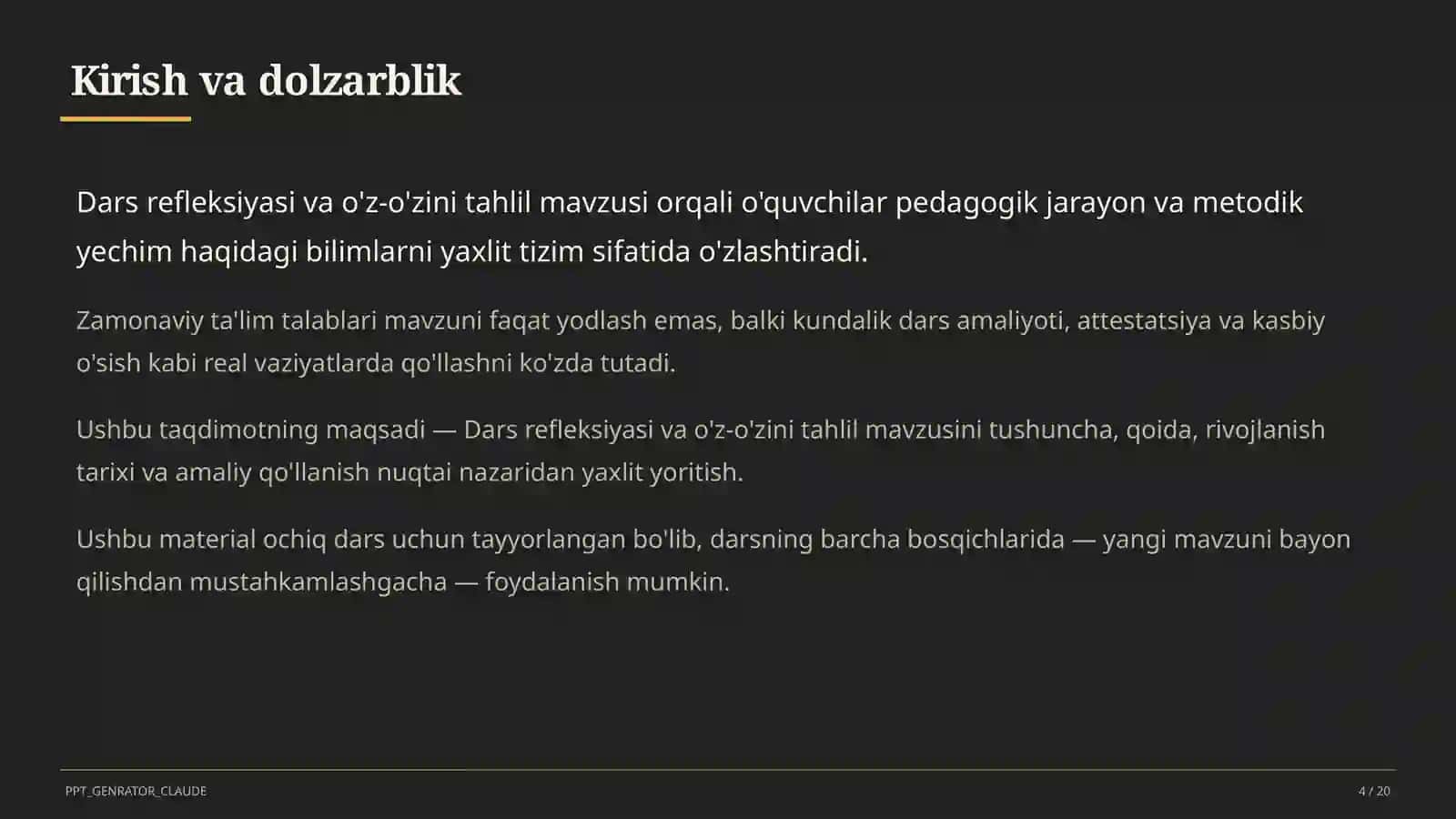 Dars rejasi 4