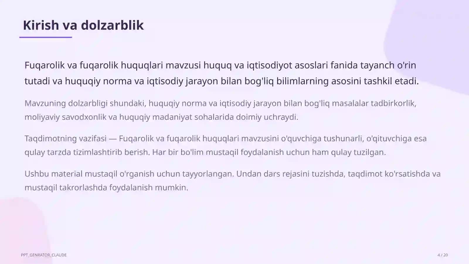 Fuqarolik va fuqarolik huquqlari (9-sinf) 4