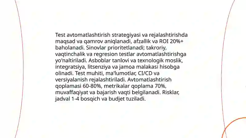 Avtomatlashtirilgan testlash (Automated Testing) 4