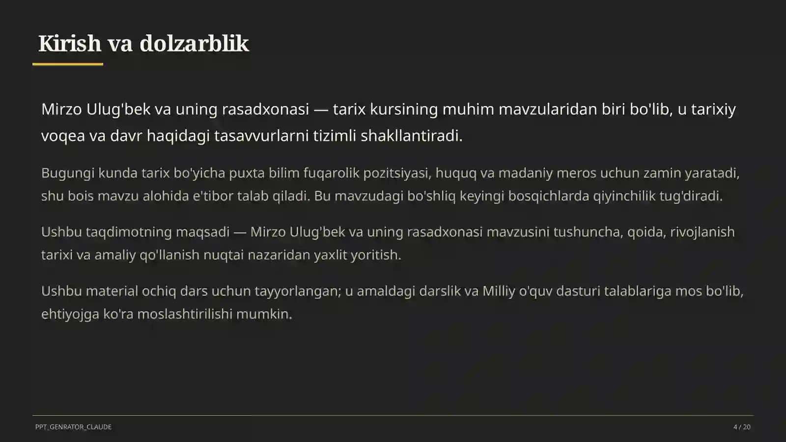 Mirzo Ulug'bek va uning rasadxonasi (5-sinf) 4