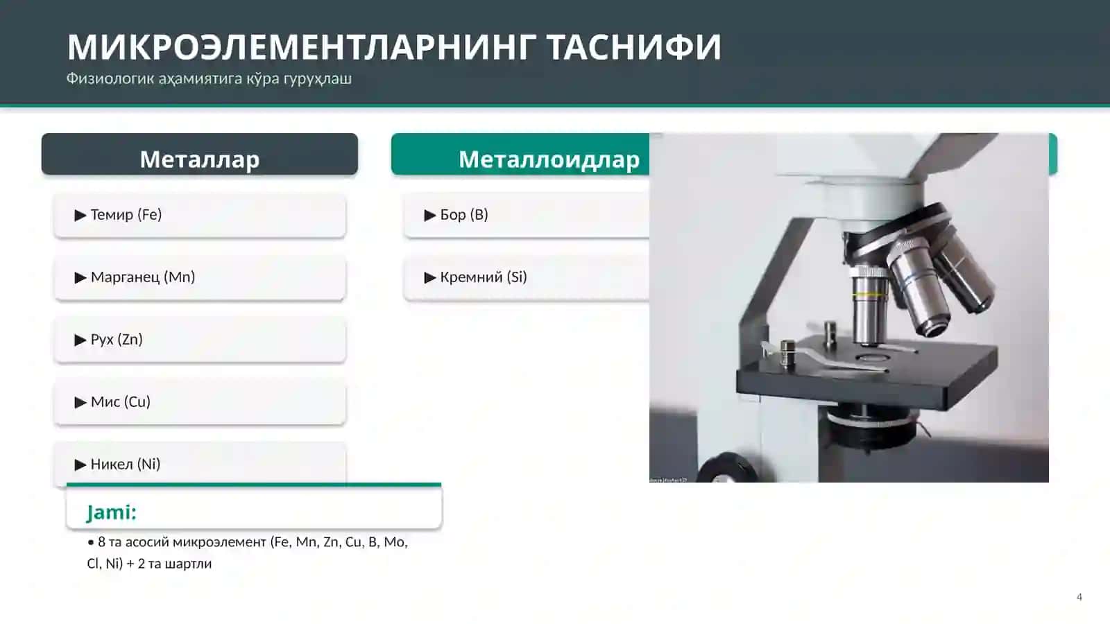 МИКРОЭЛЕМЕНТЛАР ВА УЛАРНИНГ ФИЗИОЛОГИК АҲАМИЯТИ 4