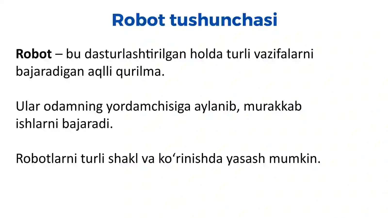 Robotlar va Ular ni Boshqarish 4