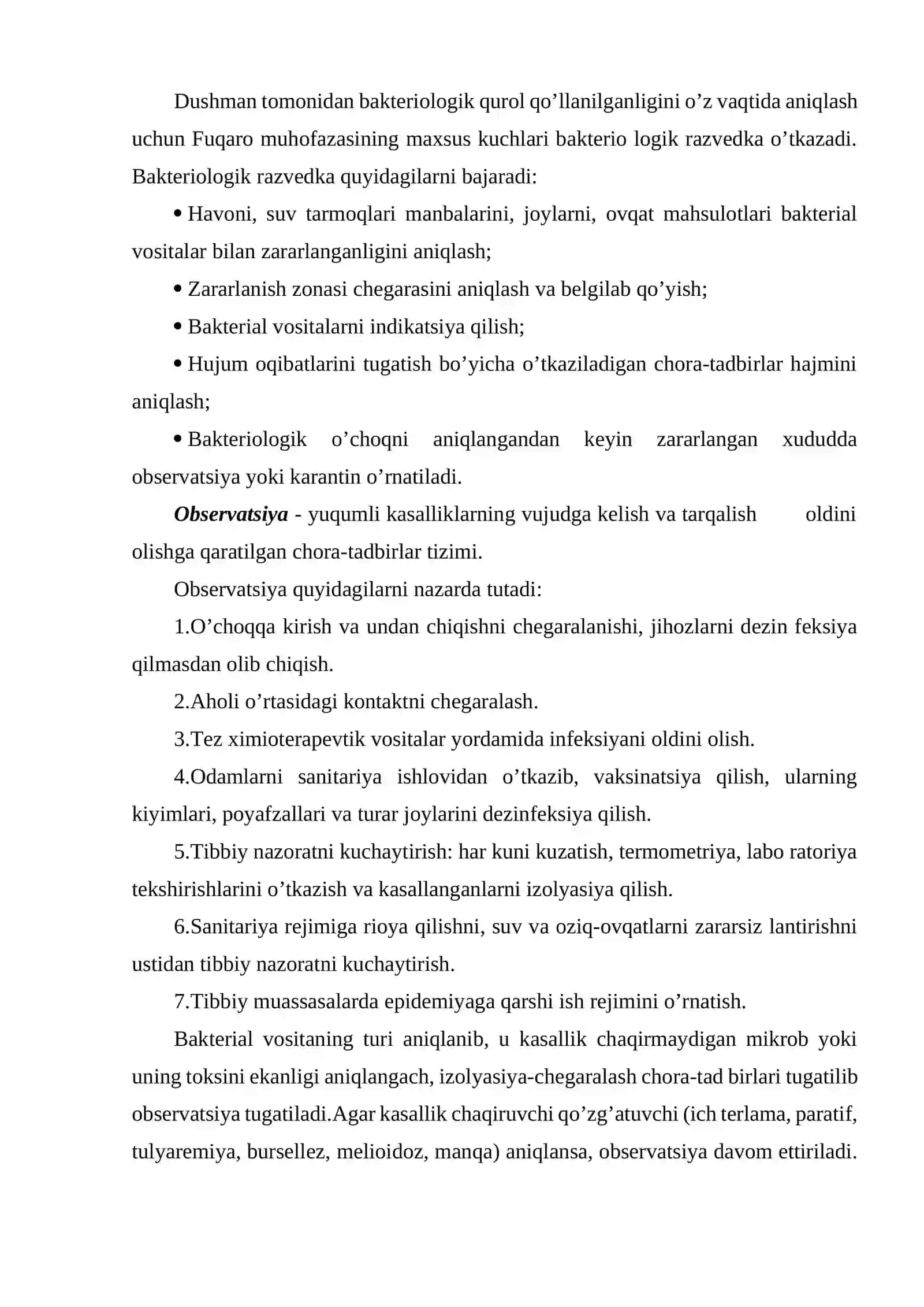 Bakteriologik o’choqda olib boriladigan Tadbirlar 4