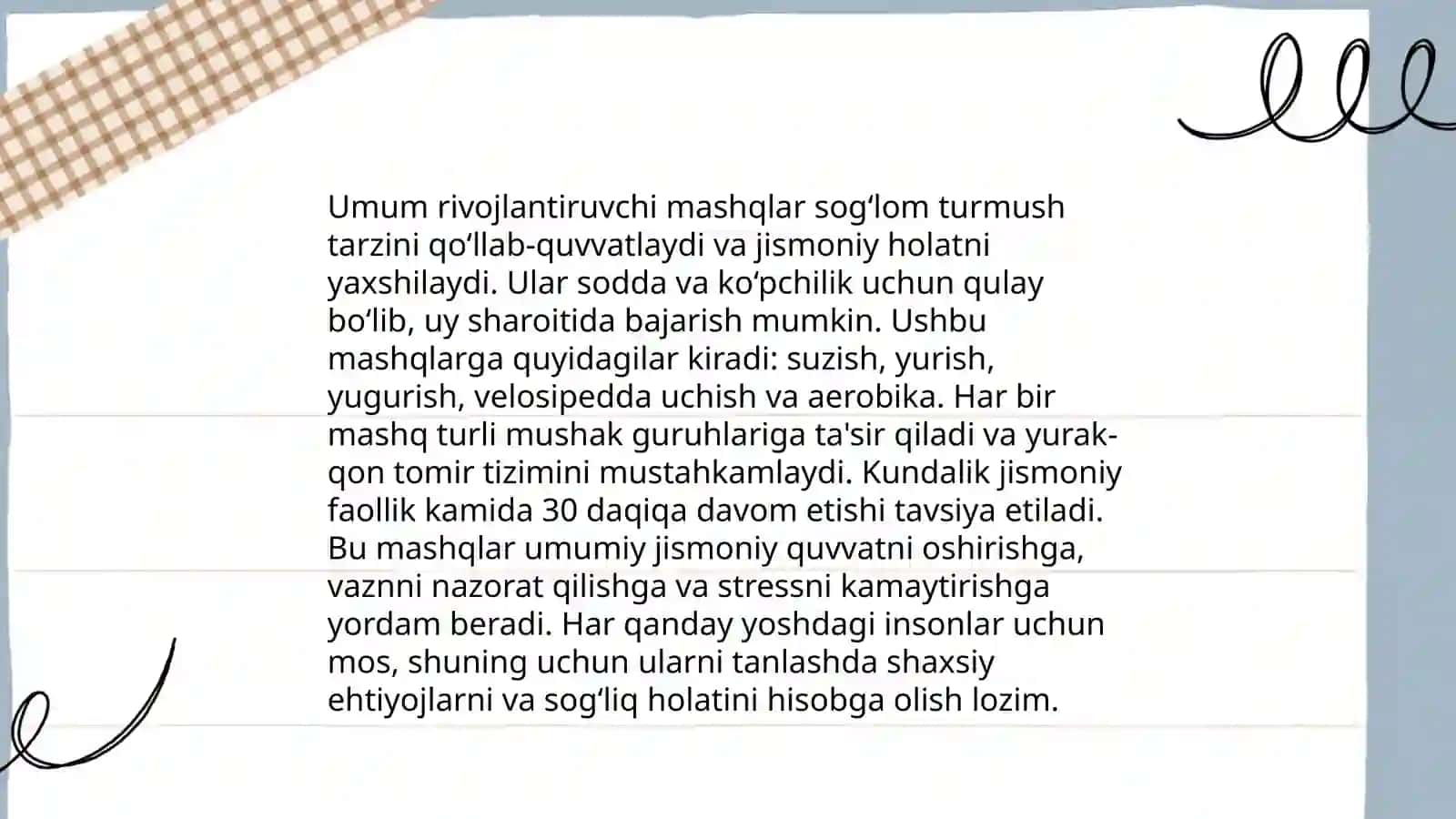 Harakatli òyinlar Umum rivojlantiruvchi mashq va yugurish mashqlar 4