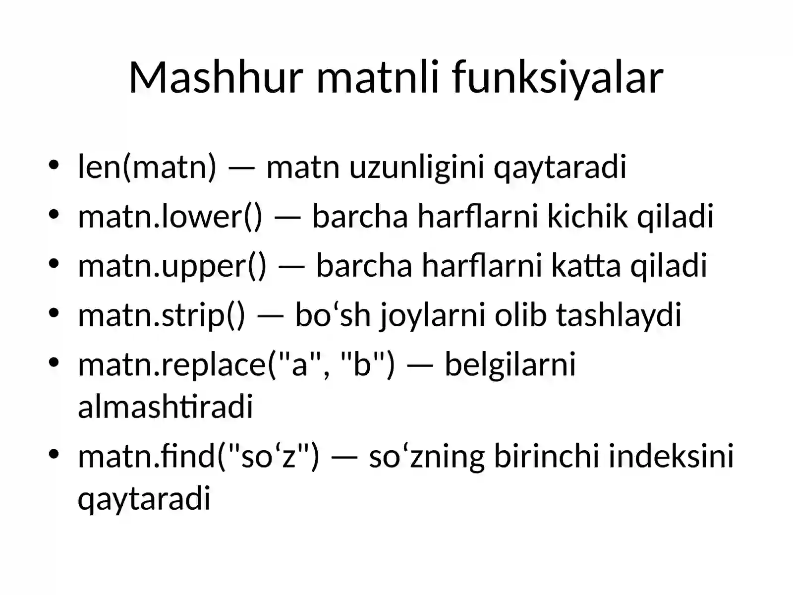 Matnli funksiyalar 4
