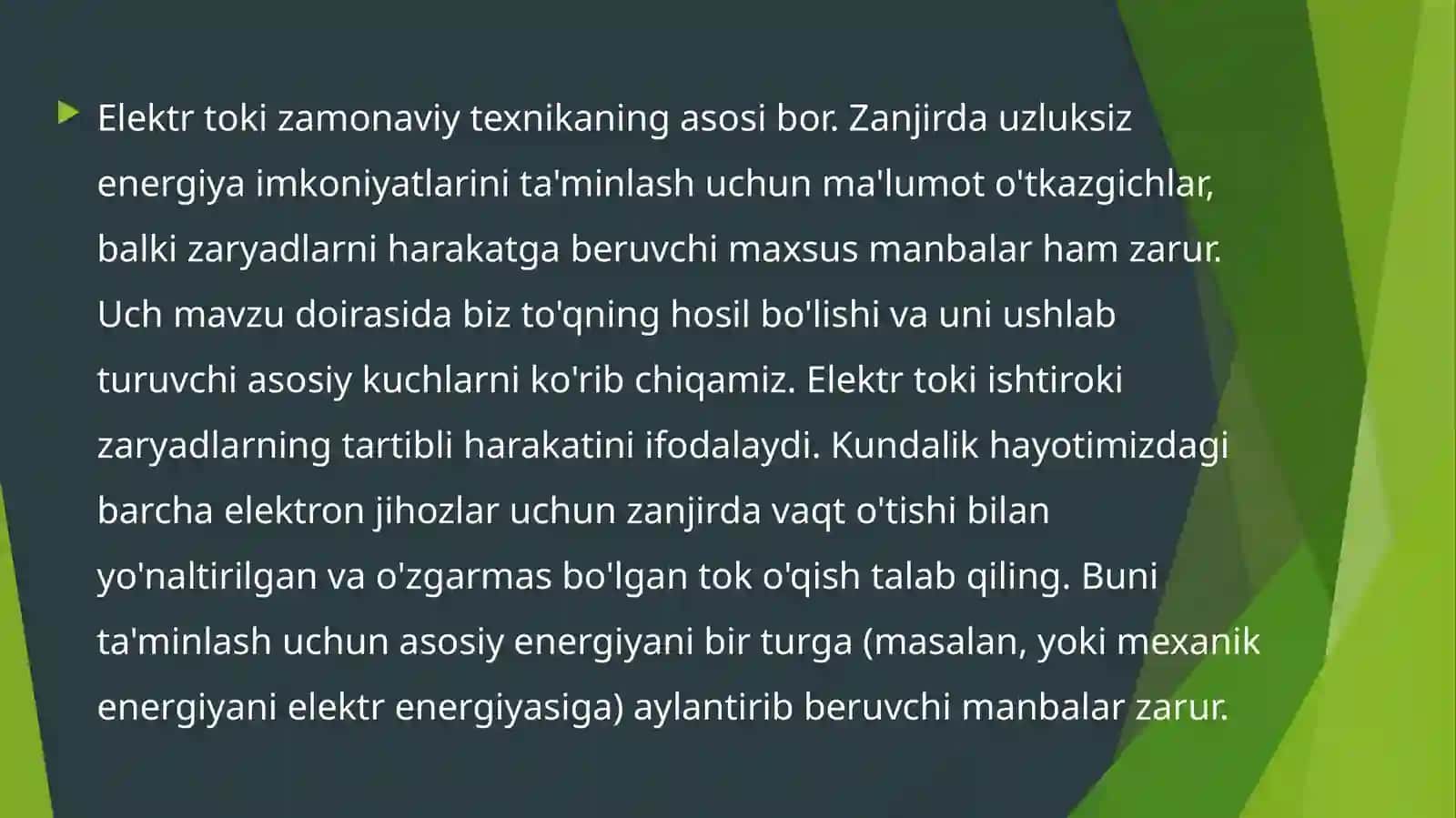 Fizika yo’nalishi2F2 guruh talabasi Yusufjonov Akbarjonning Malakaviy amaliyot dantayyorlagan ochiq dars ishlaması 4