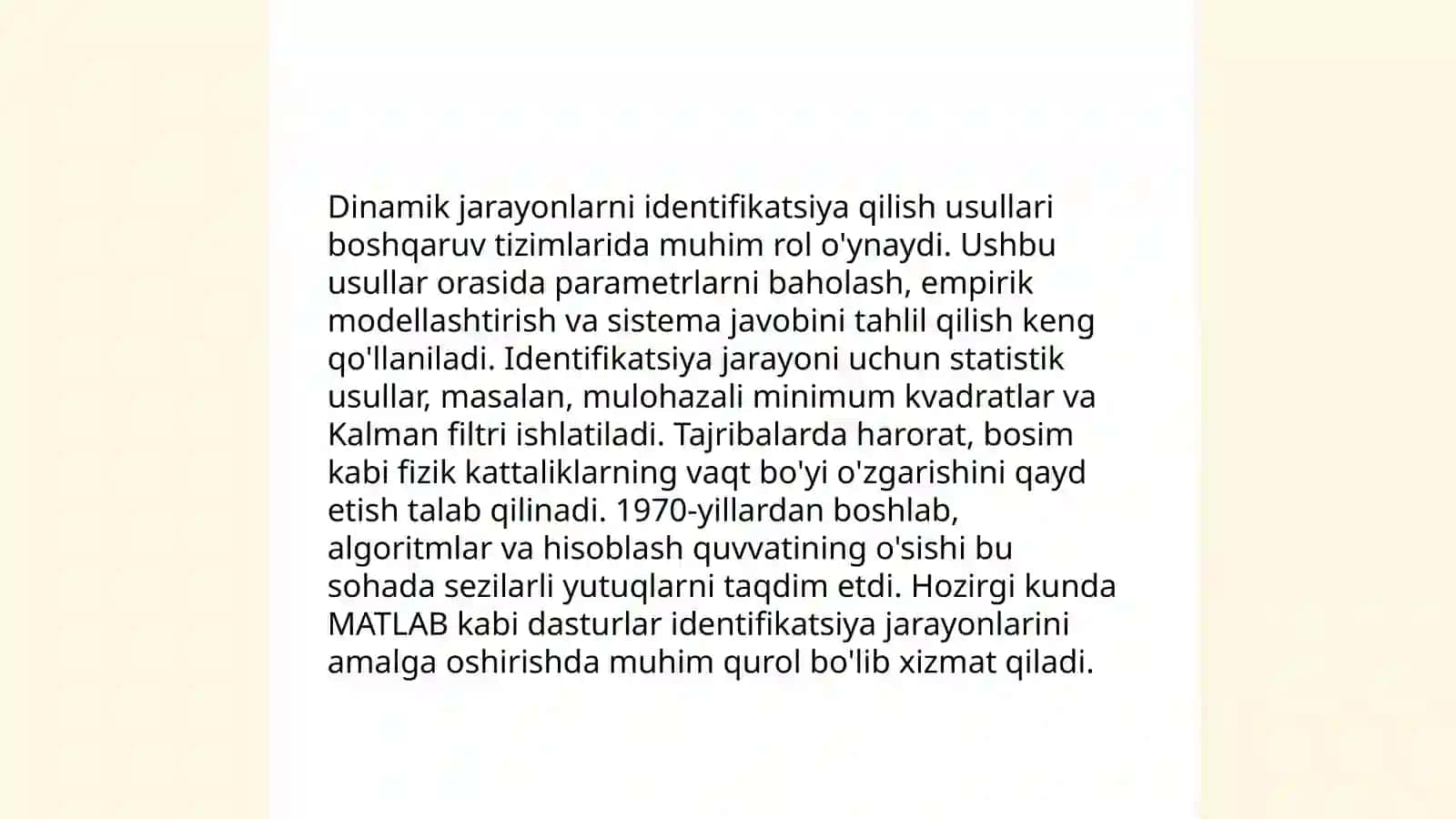 Texnologik jarayonlarni avtamatlashtirish fanidan Mustaqil ishi 4