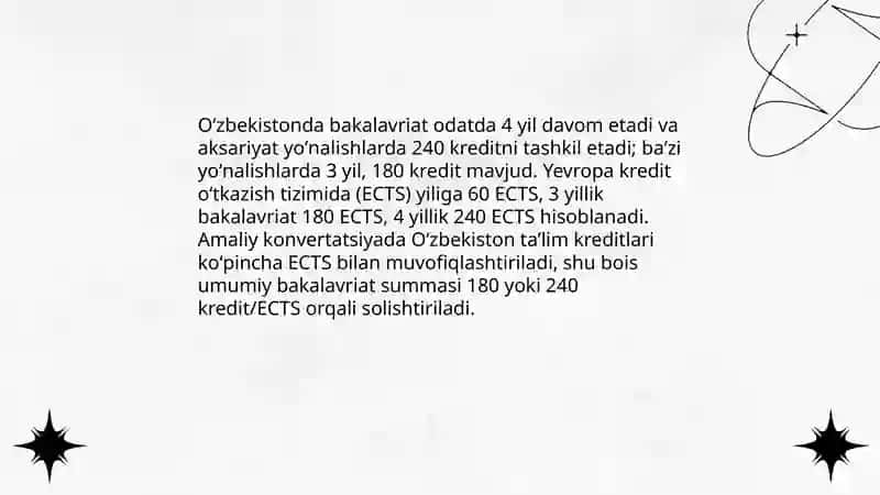Oʻzbekiston oliy taʼlim tizimi bakalavriati xorijdagi bakalavriatdan nimasi bilan farqlanadi 4