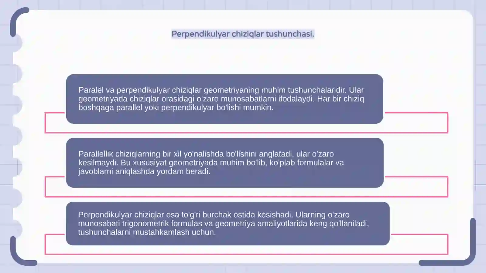 Parallel va perpendikulyar to'g'ri chiziqlar 4