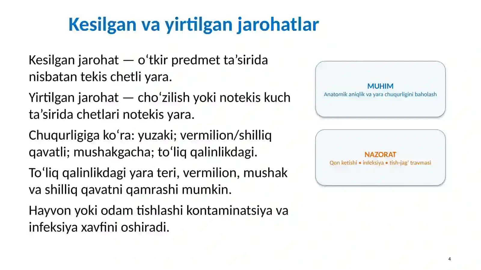 MAVZU:YUQORIVA PASTKI LAB JAROHATLARI 4