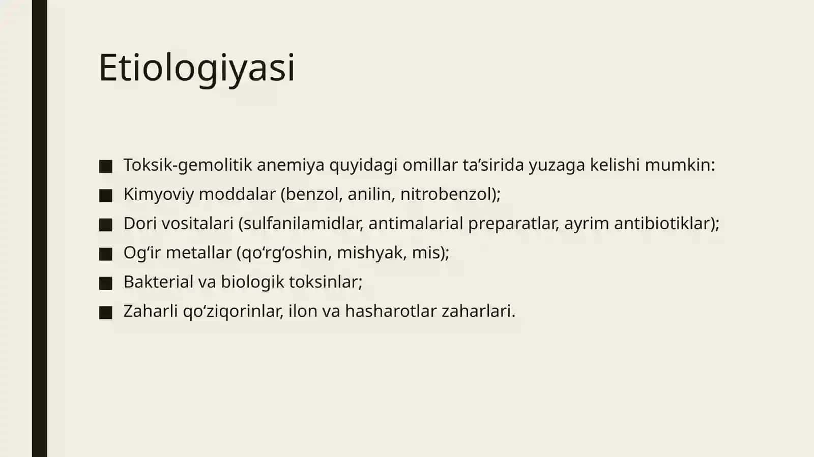 Toksik-gemolitik va postgemorragik anemiyalar, turlari va periferik qondagi o'zgarishlar 4
