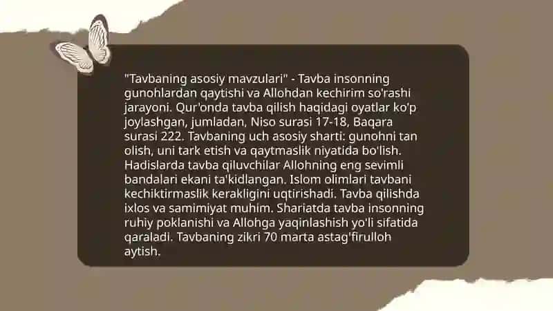 Gʻazzoliyning "Tavba" asarini tahlil etish va talabalarning oʻz faoliyatida mavjud ofatlarni aniqlash 4
