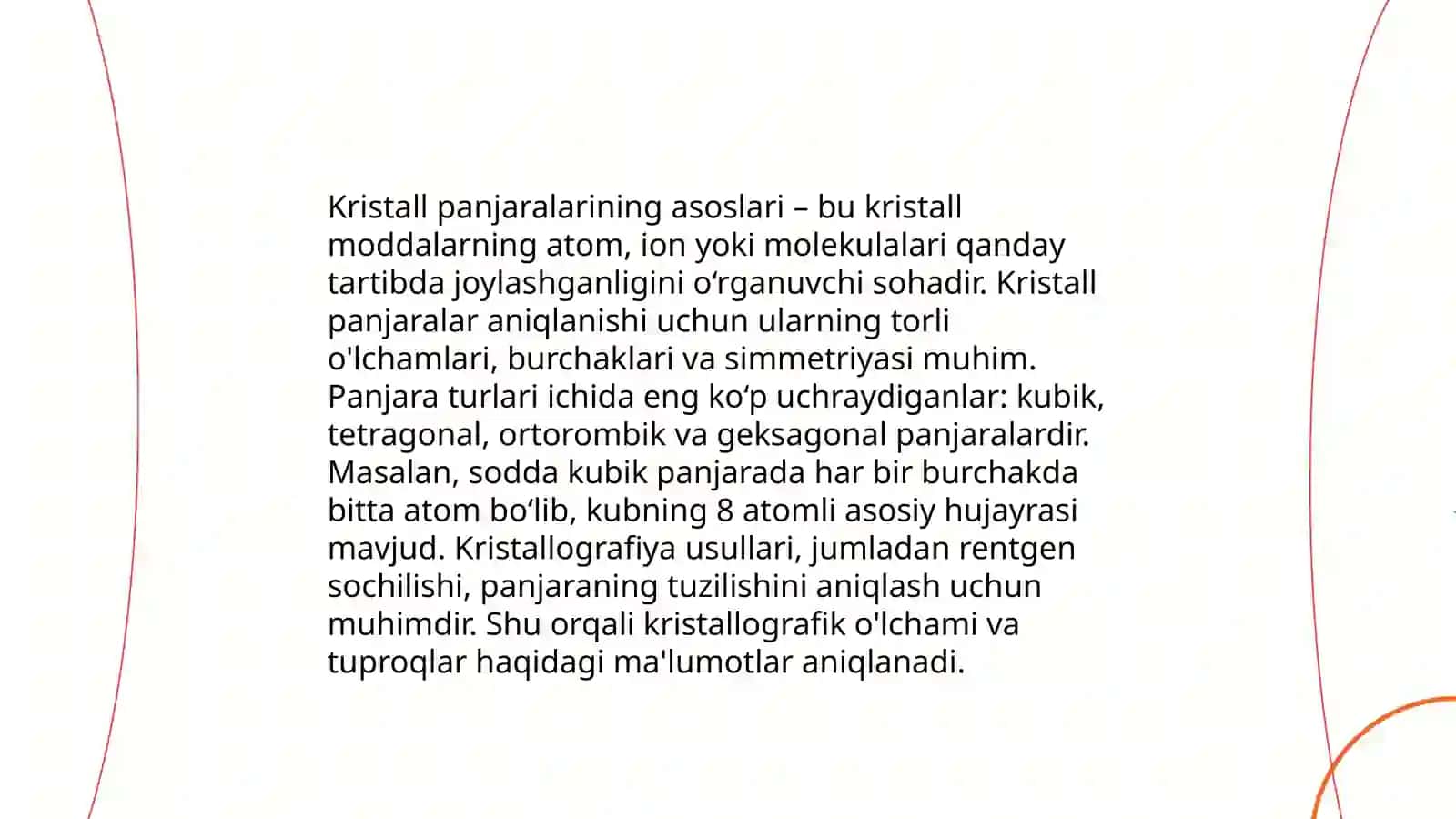 Qattiq jism fanidan: Kristall panjaradagi difraksiya hodisasi. Bregg qonuni 4