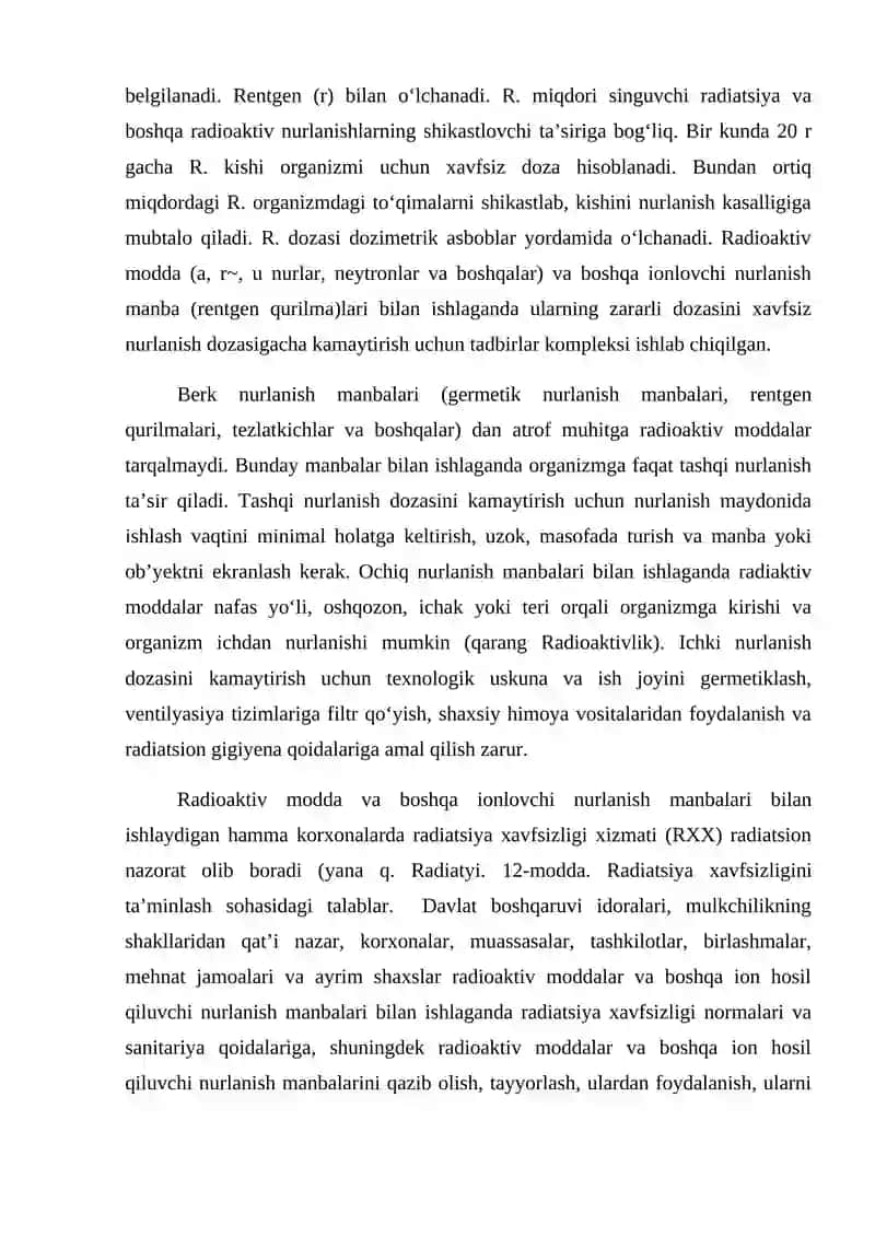 Radioaktiv moddalar bilan ishlaganda radiatsion xavsizlik asoslari 4