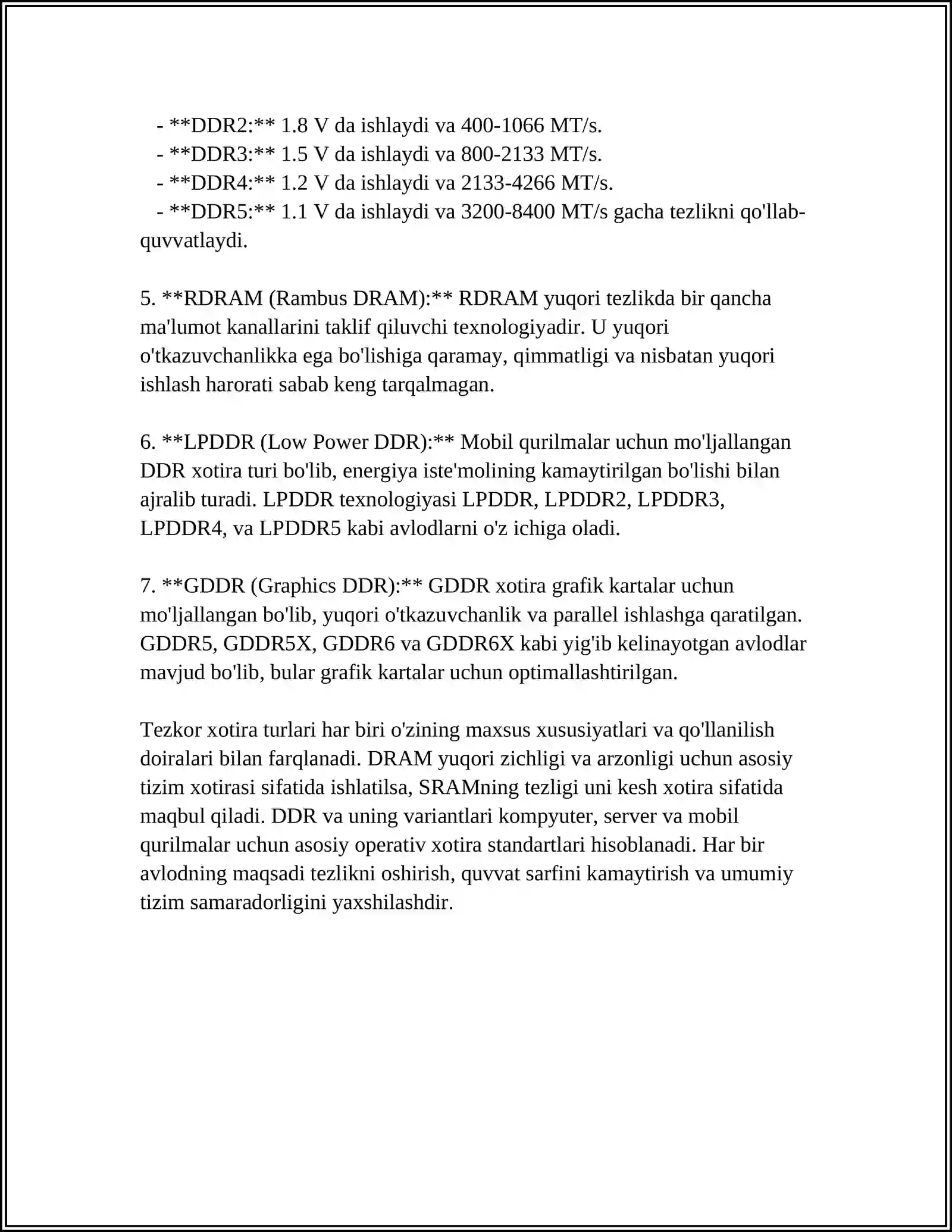 Tezkor xotira (RAM) turlari 4