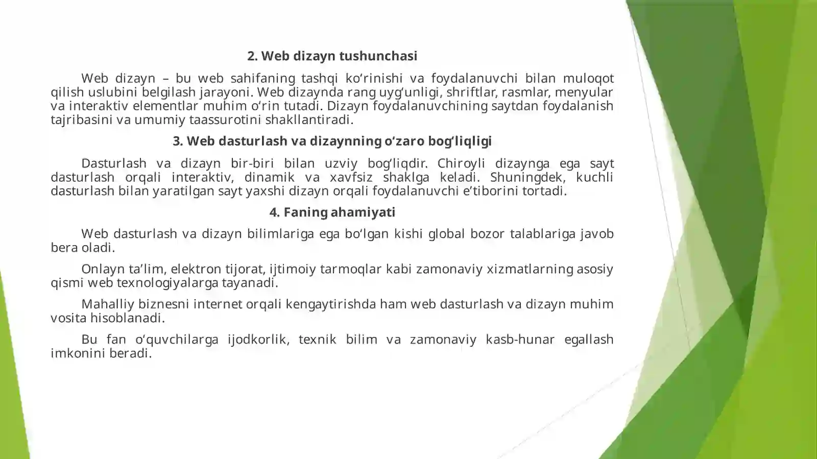Webdasturlash va Dizayn faniga-kirish 4