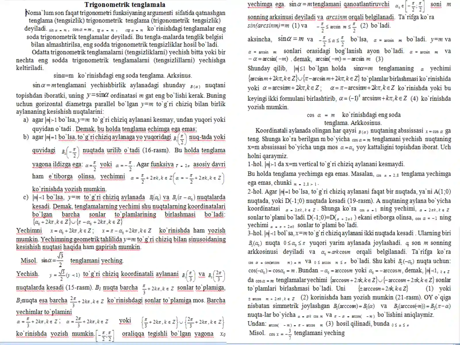 Eng sodda trigonometrik tenglamalar 4