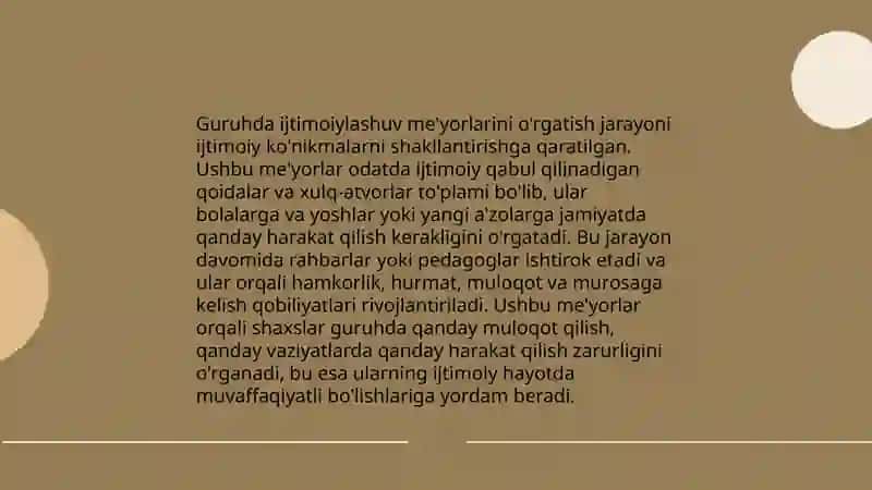Ijtimoilashtirish - bolalar tamonidan guruhda ijtimoiy hulq 4